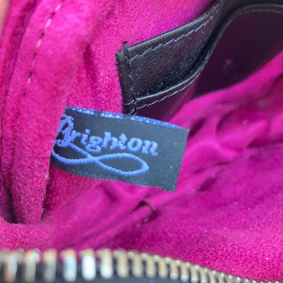 Brighton Mini Purse Handbag Black Quilted Leather Chain Zipper Preppy Minimalist - Picture 12 of 13